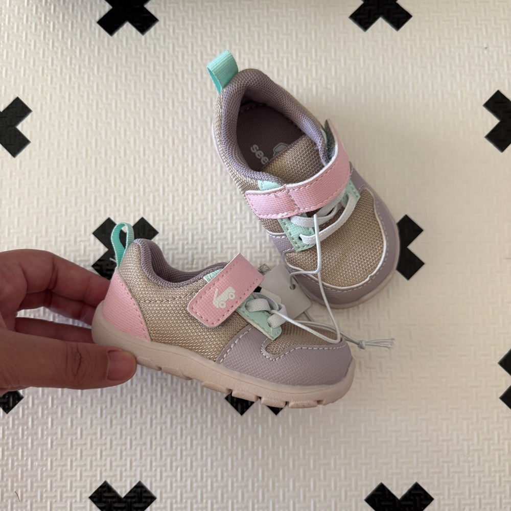 See Kai Run Girls Tenny Gold Pink Purple Mint Sneakers